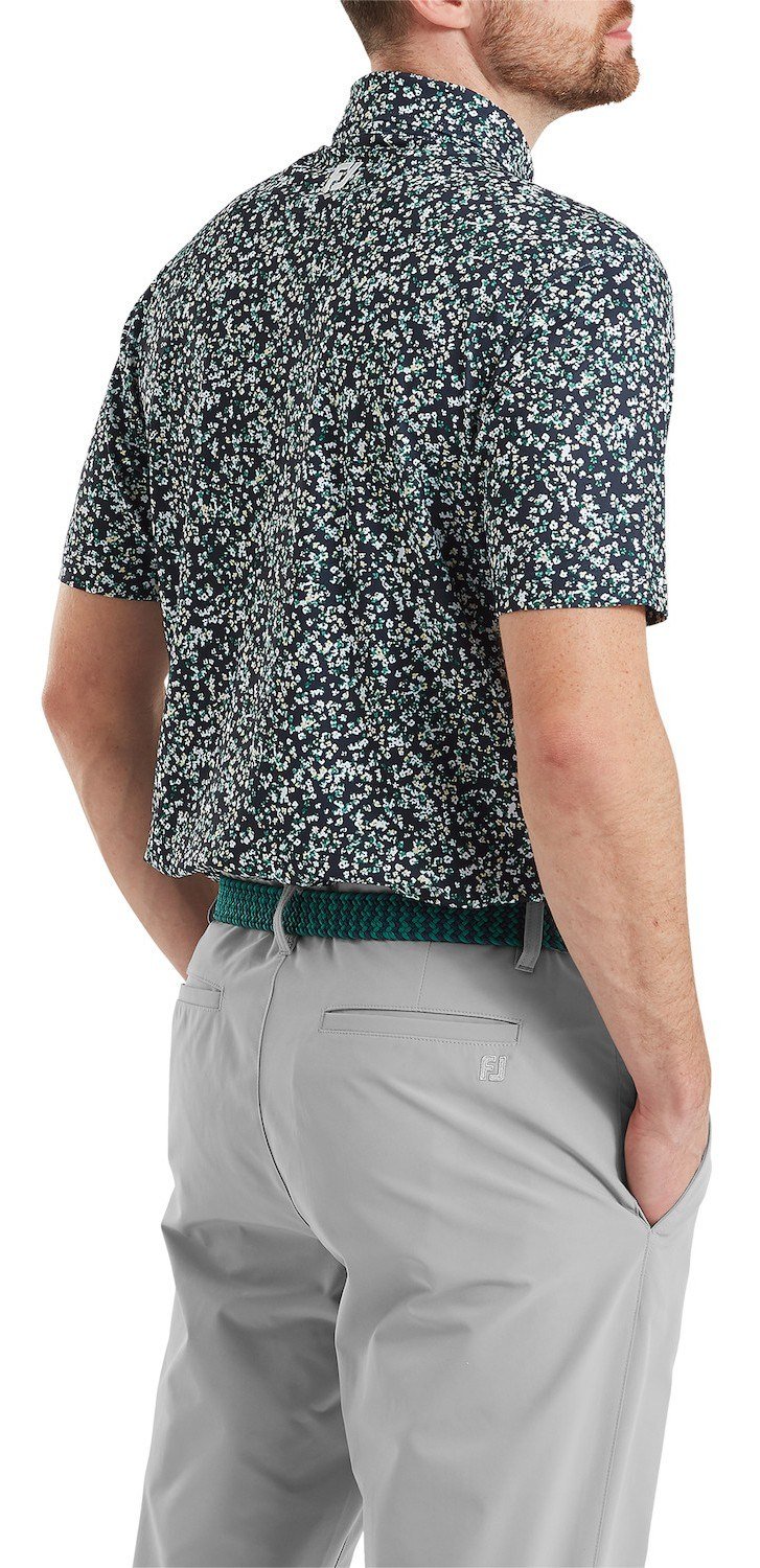 FootJoy Watercolour Floral Print Pique pánské polo, navy/sunshine/field green