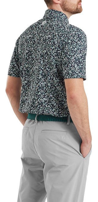 FootJoy Watercolour Floral Print Pique pánské polo, navy/sunshine/field green