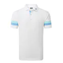FootJoy Sleeve Stripe Pique pánské polo, white/blue reef/sea glass
