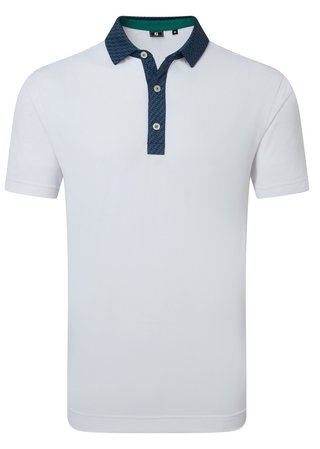 FootJoy Star Geo Trim Pique pánské polo, bílé
