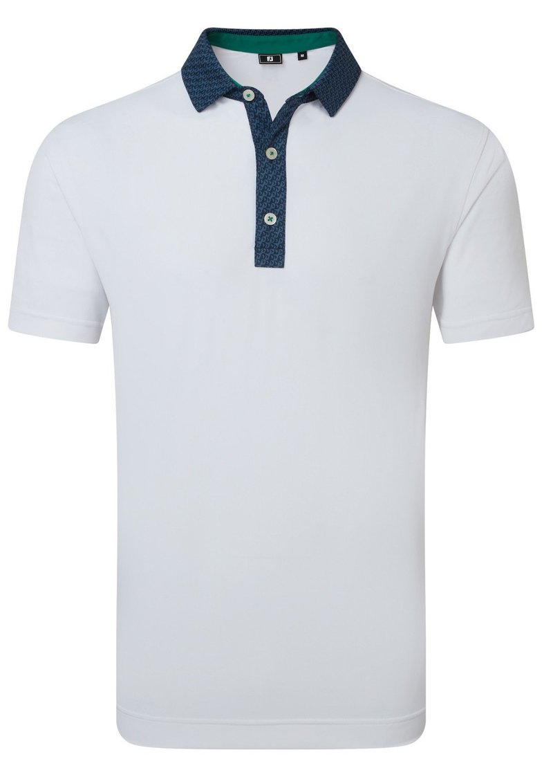 FootJoy Star Geo Trim Pique pánské polo, bílé
