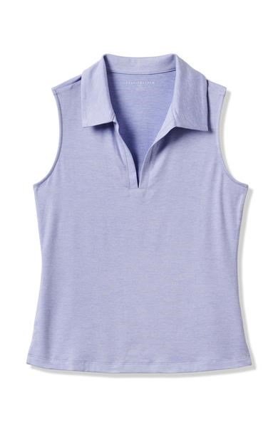 Travis Mathew Skyloft Light Sleeveless dámské polo bez rukávů, heather soft blue