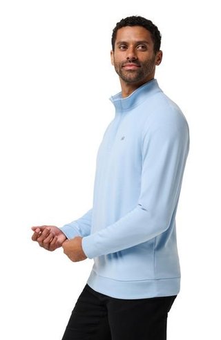 Travis Mathew CLOUD QUARTER ZIP 2.0 pánská fleecová mikina, heather powder blue