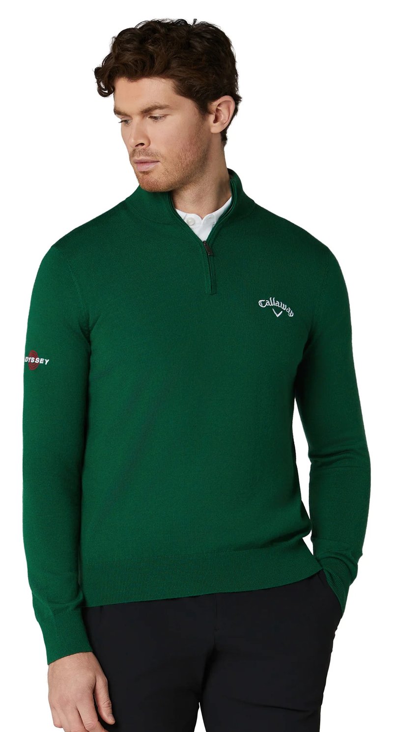 Callaway 1/4 Zip Mock pánský svetr, deep galapagos green