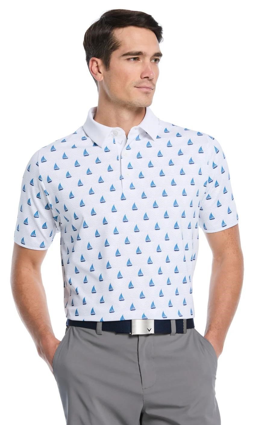 Callaway Sailboat Sunset Geo Print pánské polo, bright white