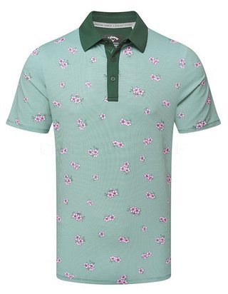 Callaway Azalea Gingham Print pánské polo, galapagos green