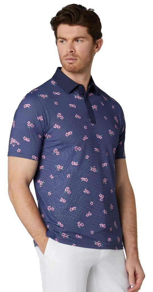 Callaway Azalea Gingham Print pánské polo, peacoat