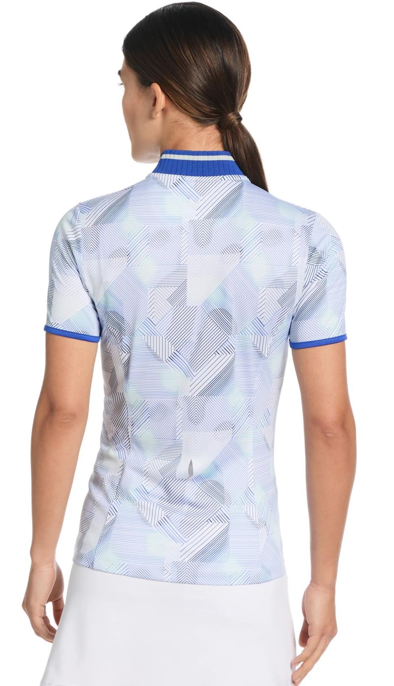 Callaway Sleeveless Rib Collar 1/4 ZIP Print dámské polo, bright white