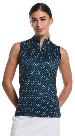 Callaway Sleeveless Framing Geo Print 1/4-Zip dámské polo, peacoat