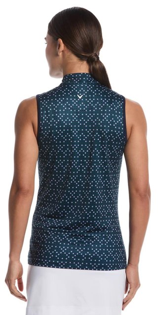Callaway Sleeveless Framing Geo Print 1/4-Zip dámské polo, peacoat