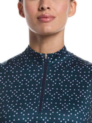 Callaway Sleeveless Framing Geo Print 1/4-Zip dámské polo, peacoat