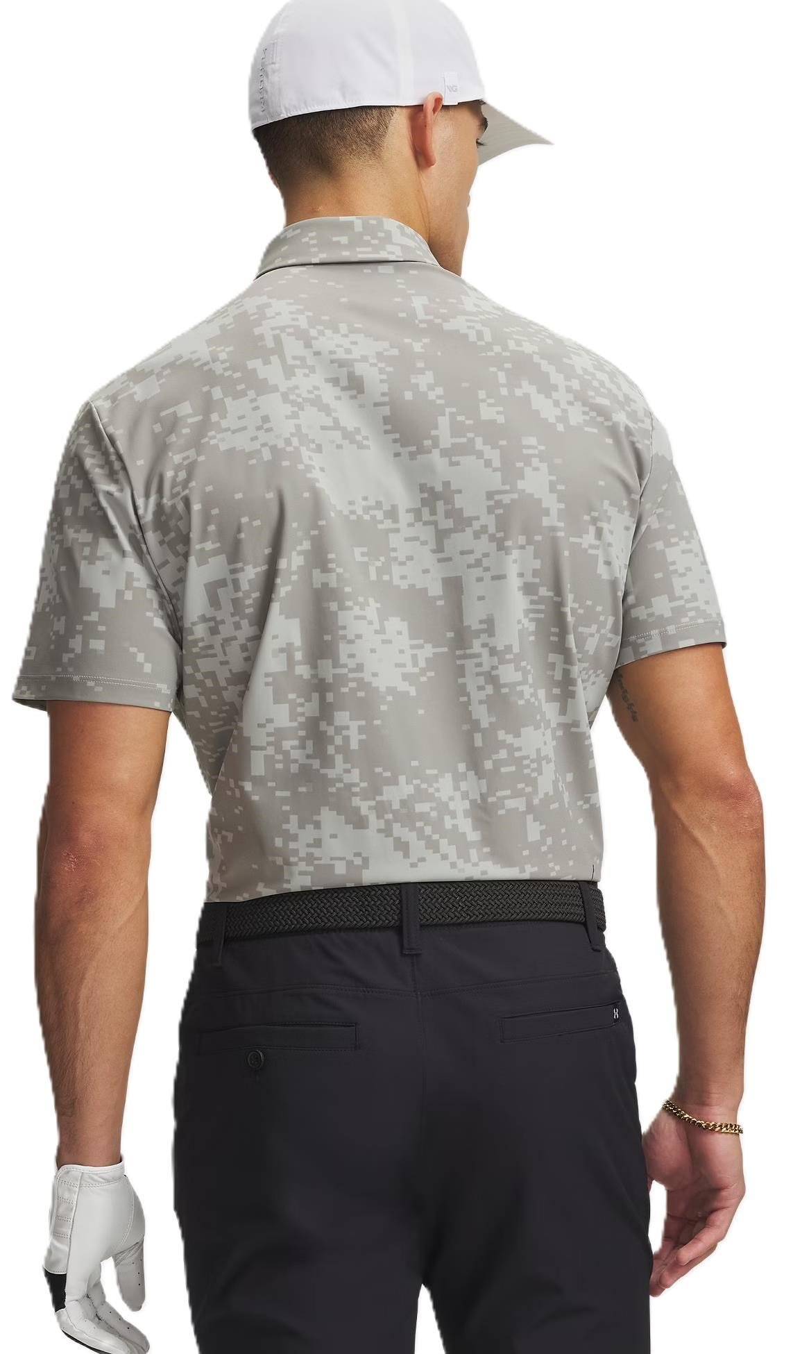 Under Armour Drive Chill Printed pánské polo, titanium/clay green/black