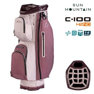 Sun Mountain H2NO C100 Waterproof cart bag 14 WAY, mauve/powder/wine
