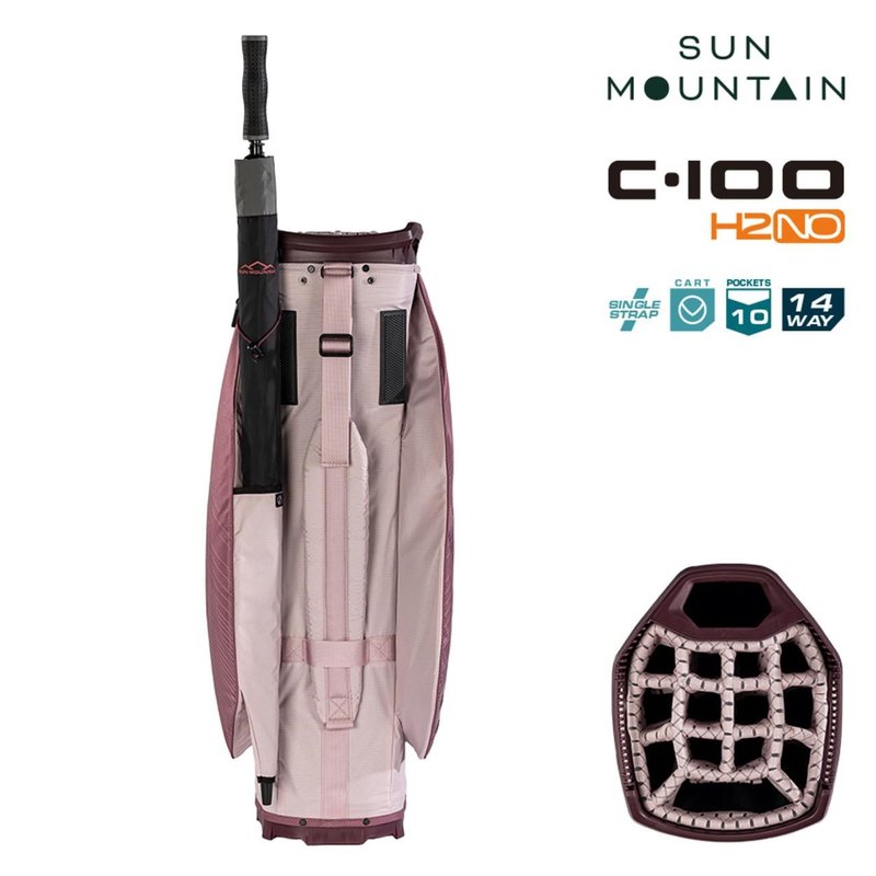 Sun Mountain H2NO C100 Waterproof cart bag 14 WAY, mauve/powder/wine
