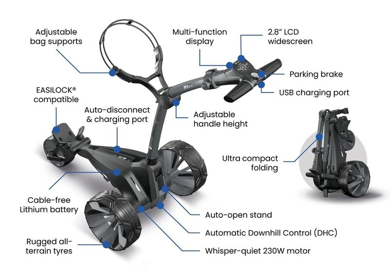 Motocaddy NEW M1 DHC elektrický vozík, Standard Lithium