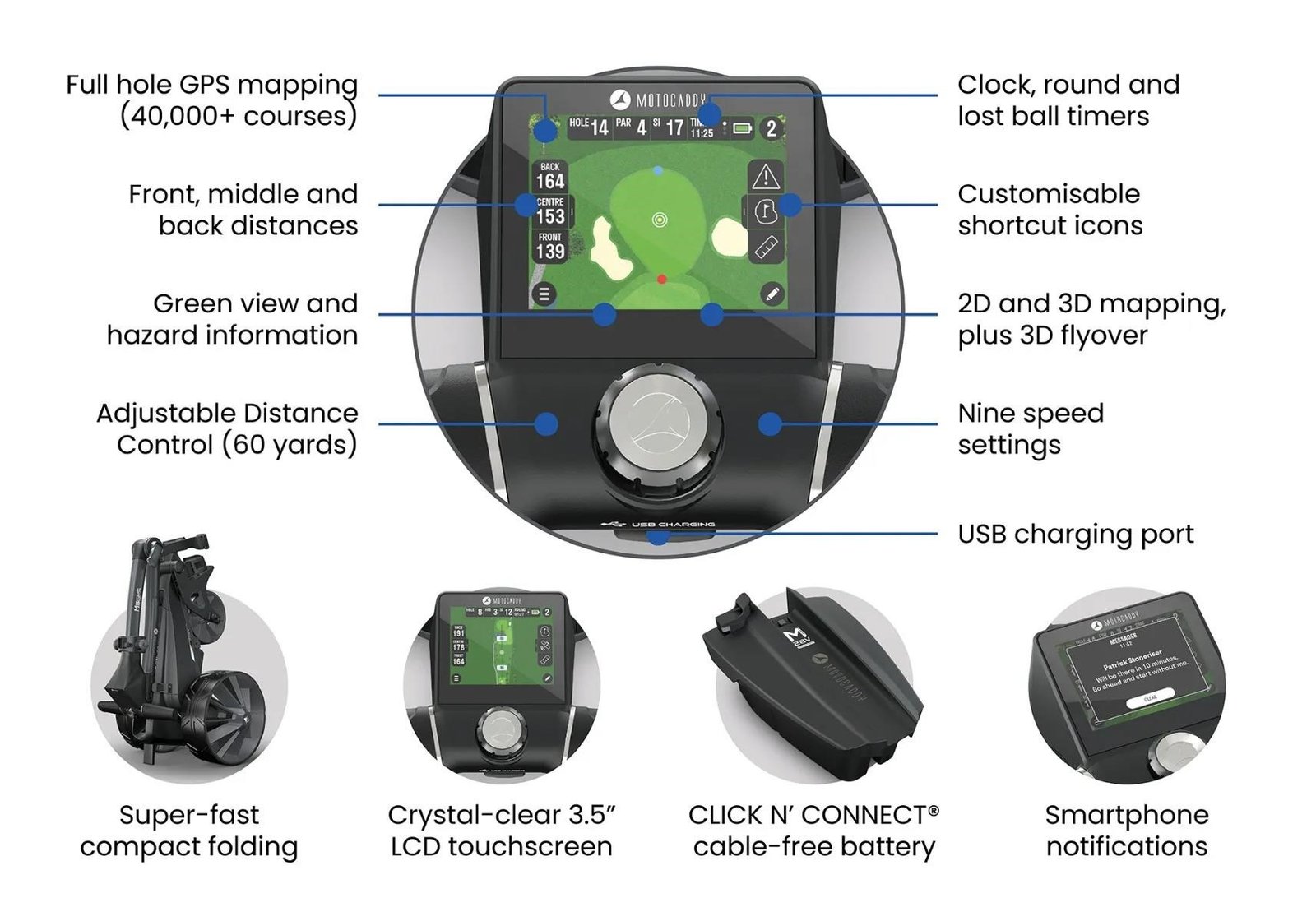 Motocaddy NEW M5 GPS elektrický vozík, Standard Lithium