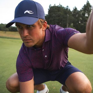 KJUS Golfer pánské polo, rhubarb/atlanta blue