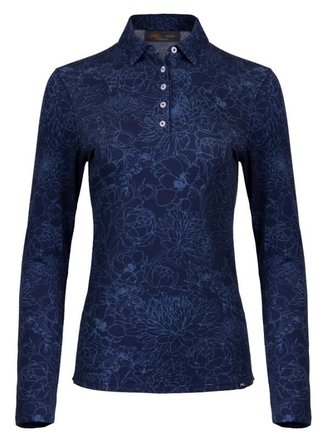 KJUS Hollow Pima Print dámské polo s dlouhým rukávem, atlanta blue/atlanta blue