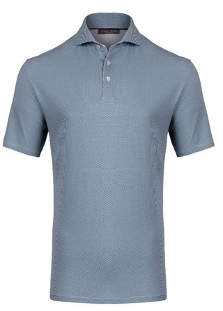 KJUS Hollow Pima Print pánské polo, riverbank/white