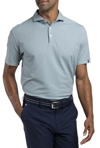 KJUS Hollow Pima Print pánské polo, riverbank/white