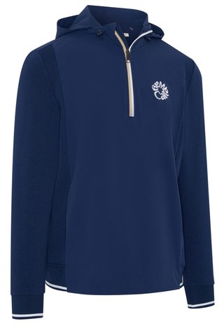 Callaway Mid Century Mixed Media Hooded 1/4 Zip pánská mikinia, medieval blue