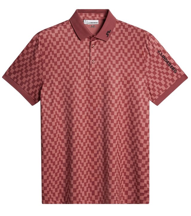 J.Lindeberg Tour Tech Print pánské polo, bridge stack apple butter
