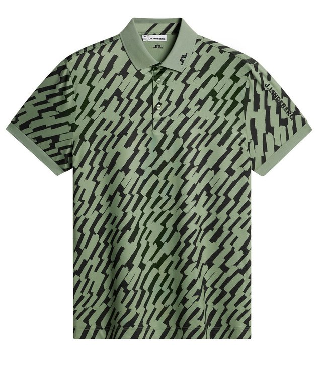 J.Lindeberg Tour Tech Print pánské polo, oak green
