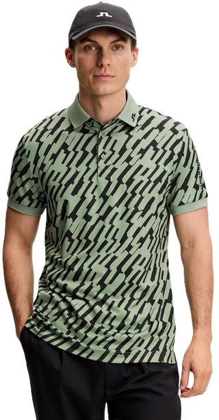 J.Lindeberg Tour Tech Print pánské polo, oak green
