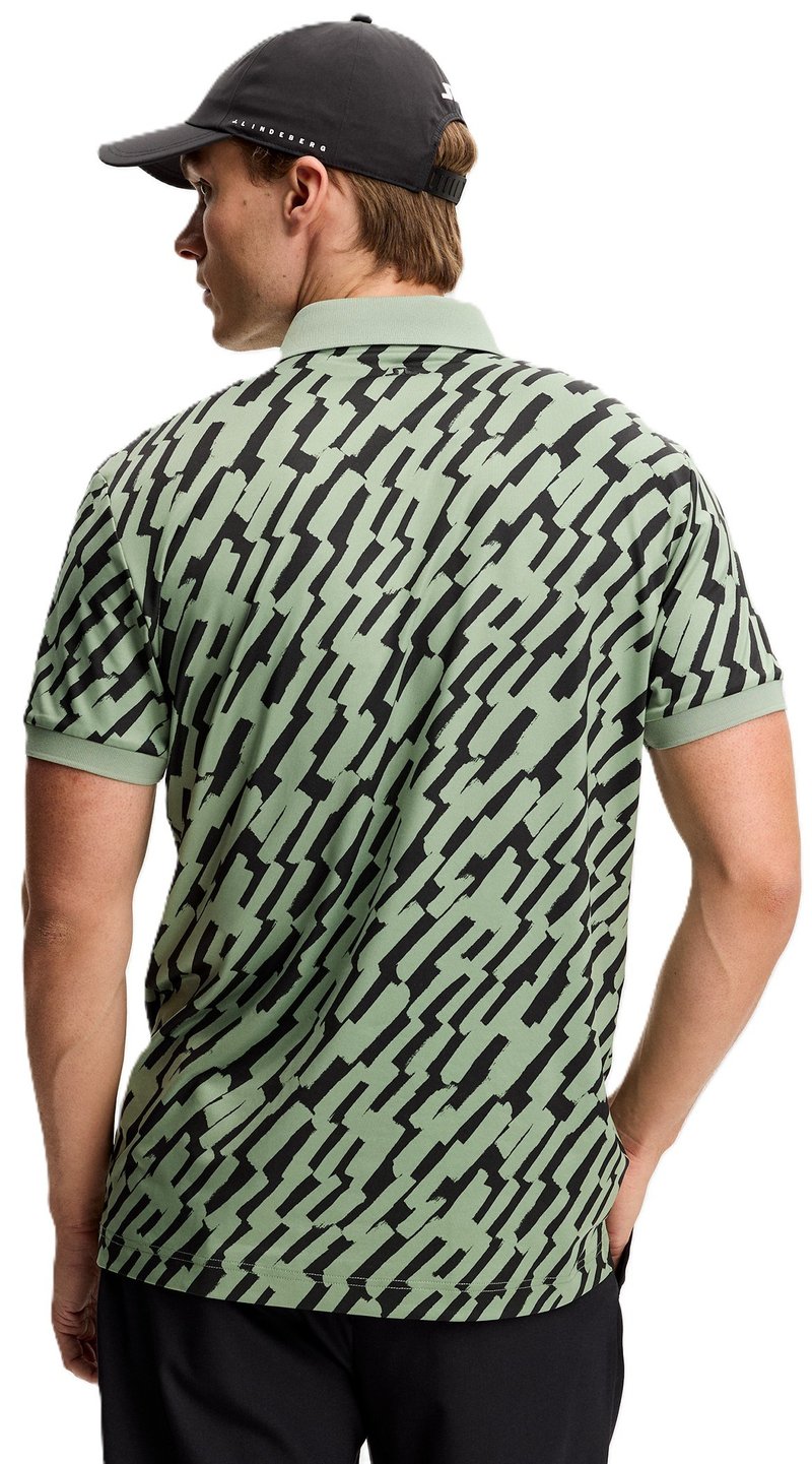 J.Lindeberg Tour Tech Print pánské polo, oak green