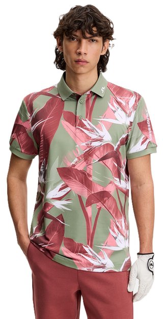 J.Lindeberg Tour Tech Print pánské polo, paradise hedge green