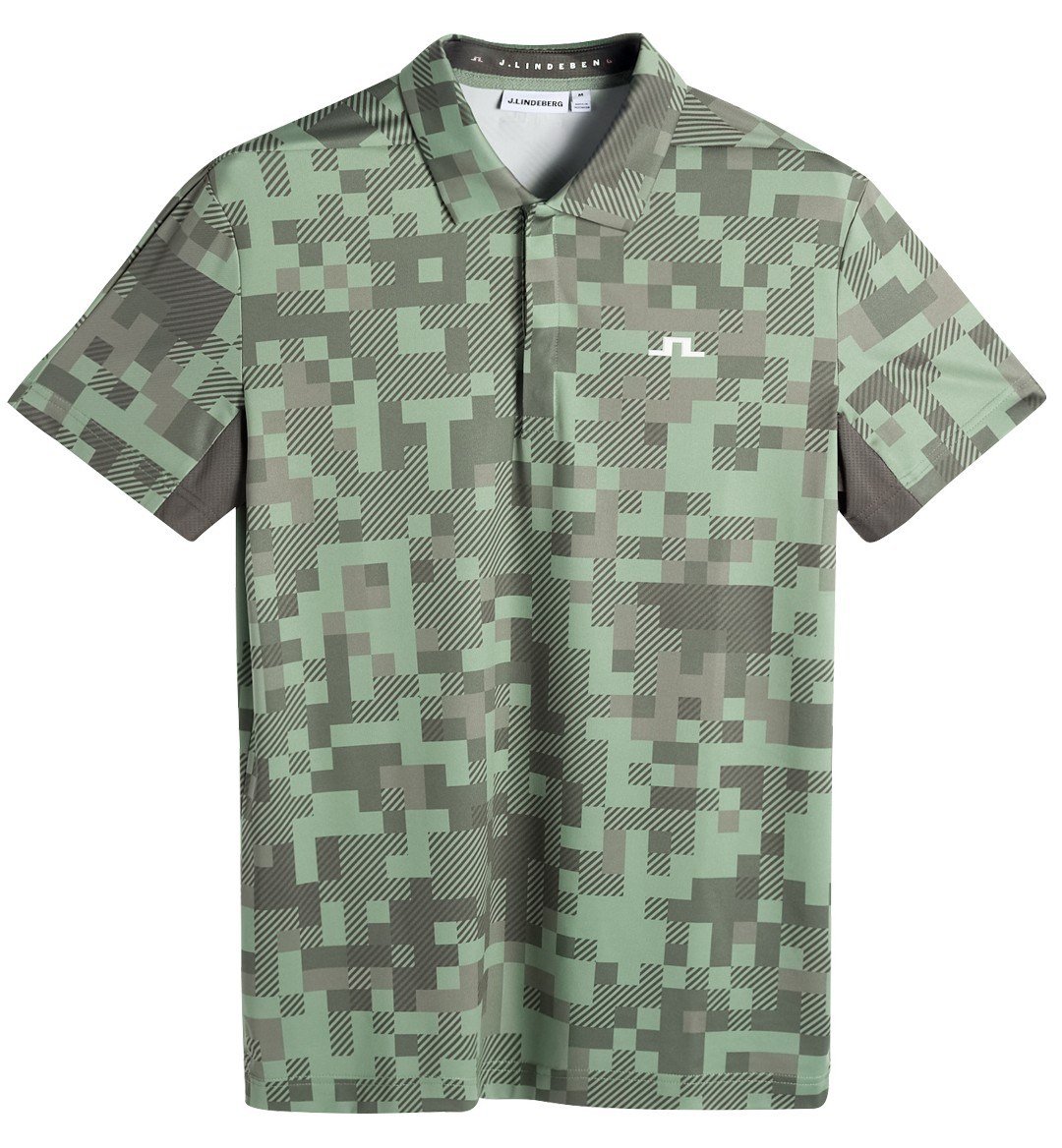 J.Lindeberg Dario Tour Print pánské polo, tour 26 tonal green