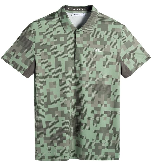 J.Lindeberg Dario Tour Print pánské polo, tour 26 tonal green