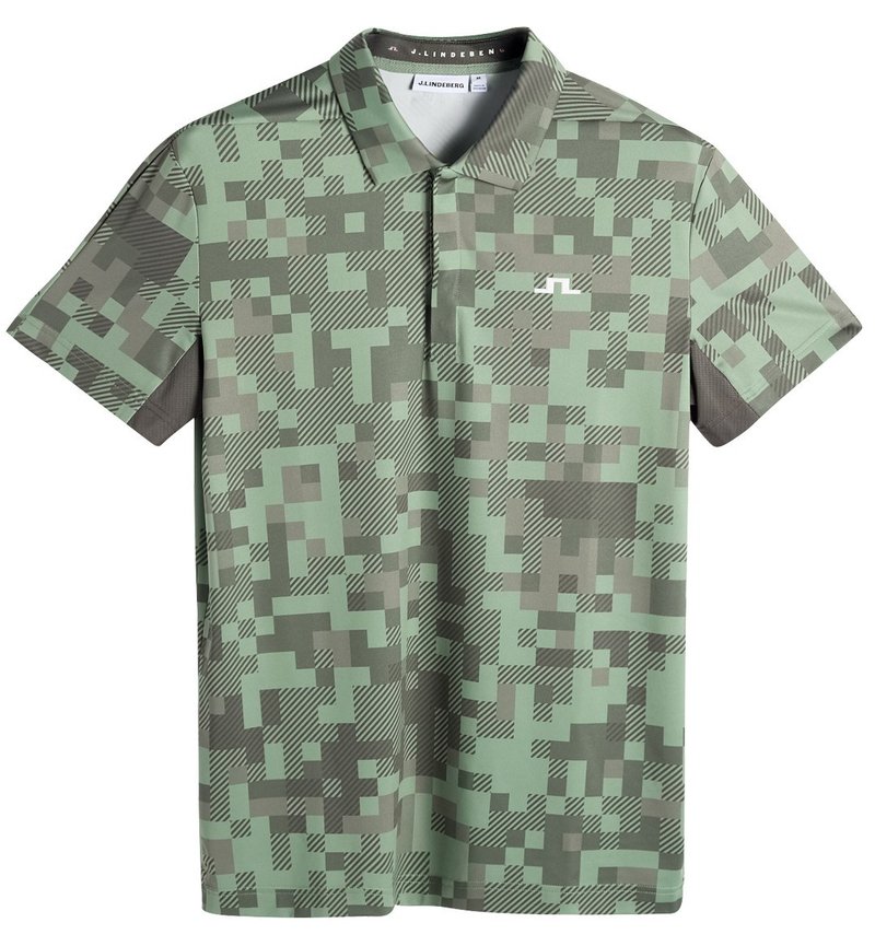 J.Lindeberg Dario Tour Print pánské polo, tour 26 tonal green