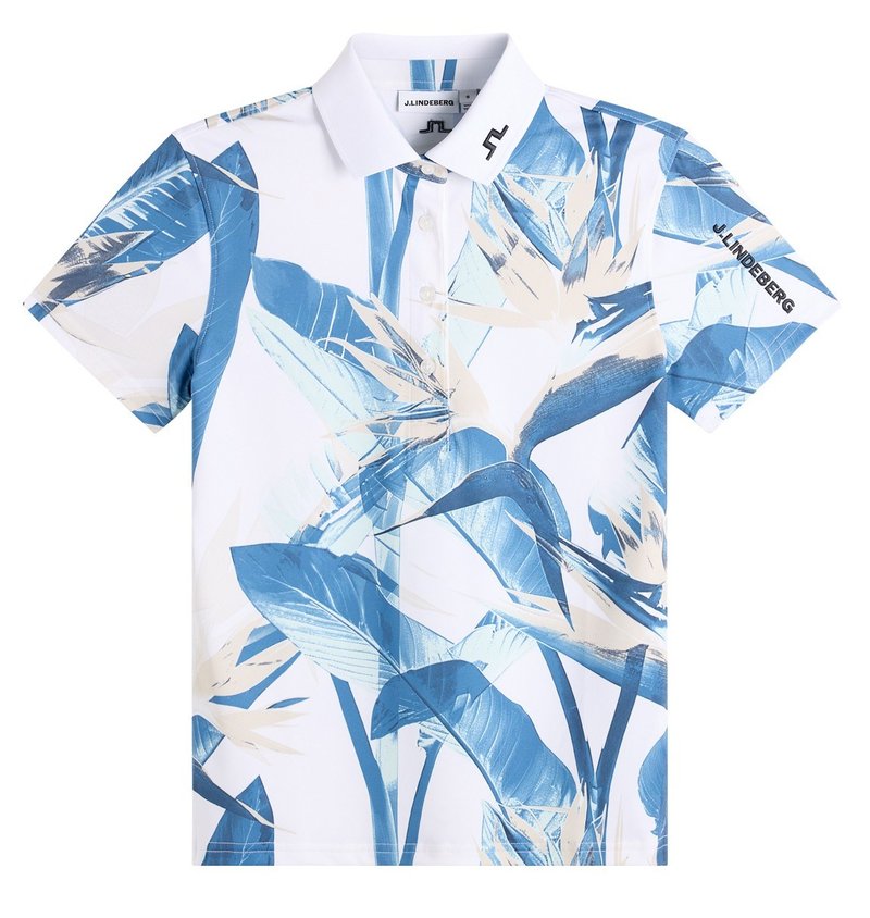 J.Lindeberg Tour Tech Print dámské polo, paradise skylight