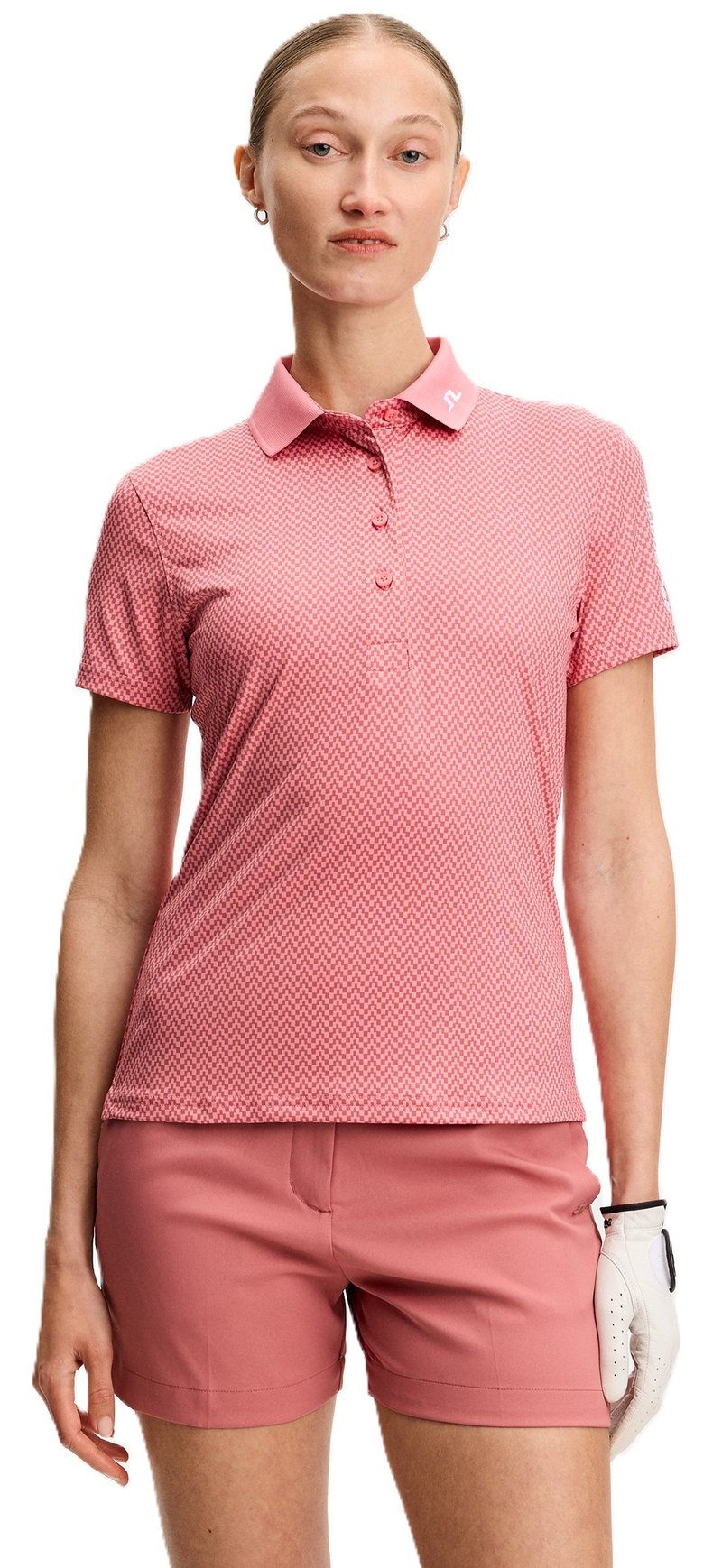 J.Lindeberg Tour Tech Print dámské polo, bridge stack rose