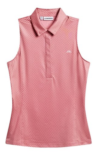 J.Lindeberg Dena Print dámské polo bez rukávů, bridge stack rose