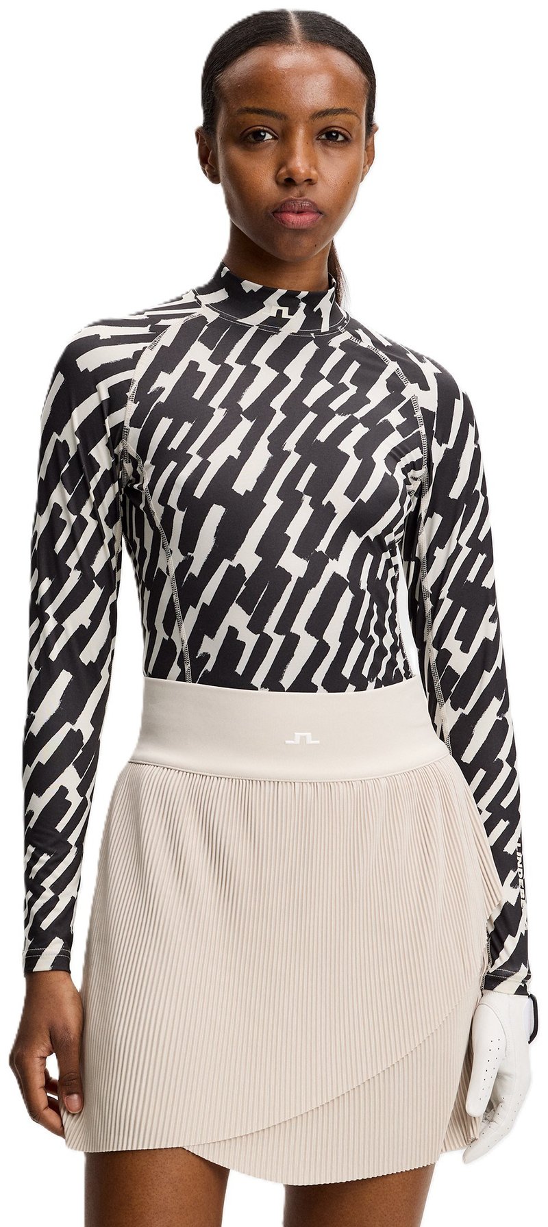 J.Lindeberg Ella Print Soft Compression dámský top, oak moonbeam