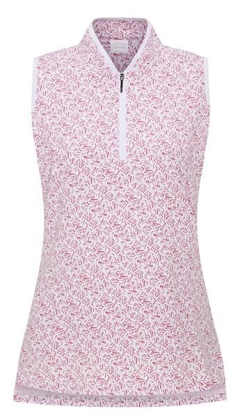 Ping Penola Printed Sleeveless dámské polo, fuchsia foliage