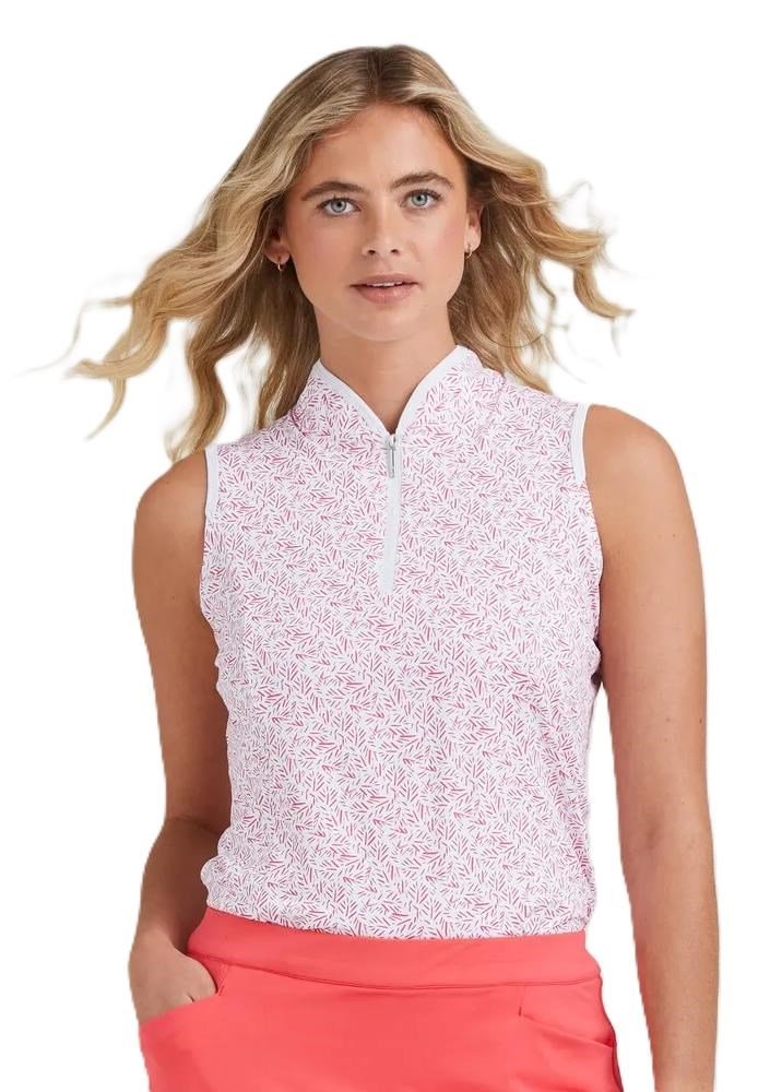 Ping Penola Printed Sleeveless dámské polo, fuchsia foliage