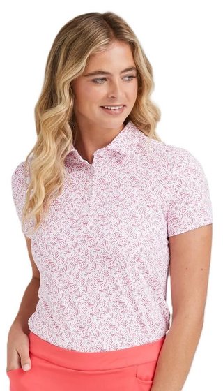 Ping  Aeria Printed dámské polo, fuchsia foliage