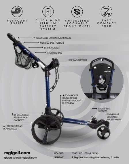MGI E-Boost hybrid elektrický vozík, modrý