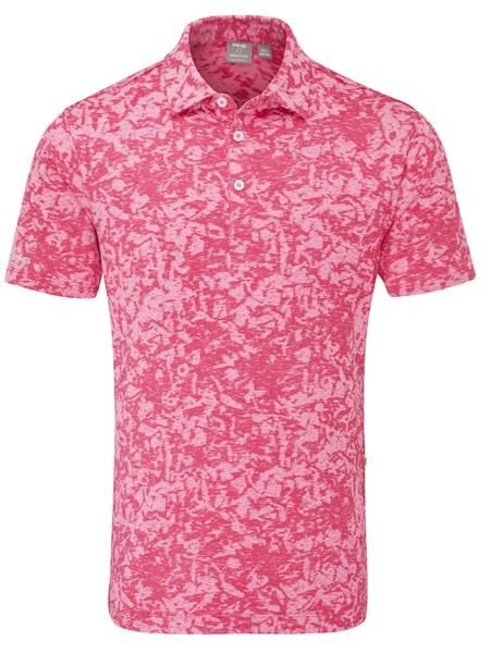 Ping Marek Camo Jacquard pánské polo, rhapsody pink multi