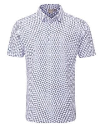 Ping Ephron Printed pánské polo, white/pink haze multi