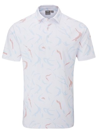 Ping Ephron Printed pánské polo, white/wild salmon multi