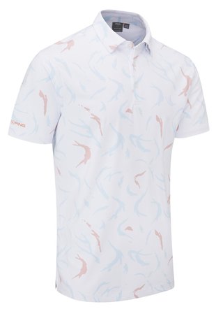 Ping Ephron Printed pánské polo, white/wild salmon multi