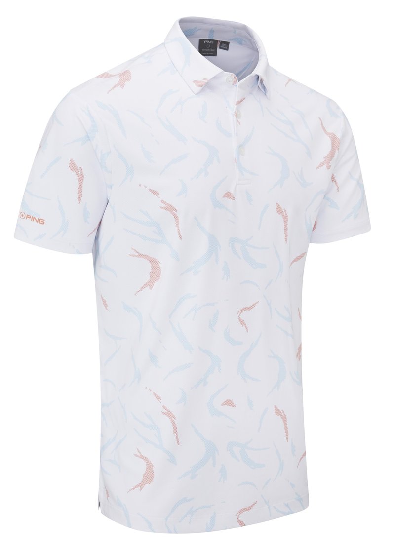 Ping Ephron Printed pánské polo, white/wild salmon multi