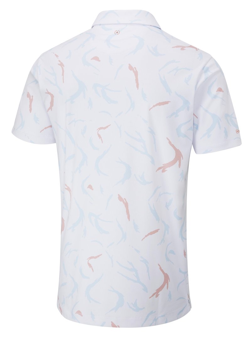Ping Ephron Printed pánské polo, white/wild salmon multi