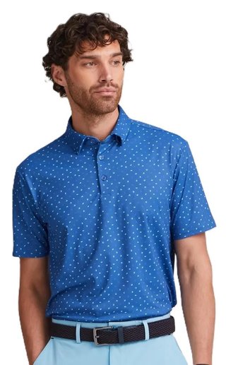 Ping Ephron Printed pánské polo, bright cobalt multi