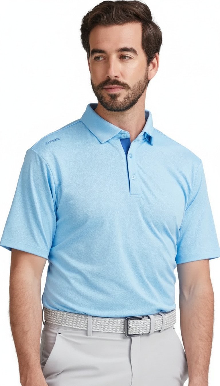 PING Claude Camo Mesh pánské polo, baltic sea