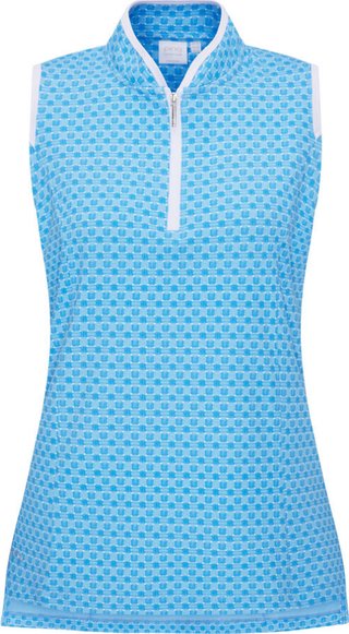 PING Penola Printed Sleeveless dámské polo, azuro geo